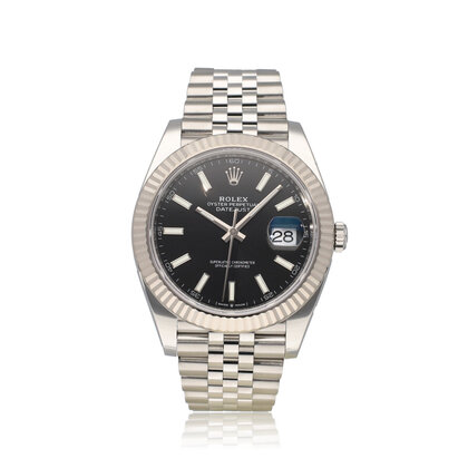 Datejust 41 NEW ROLEX SERVICE - 2022 B+P | steel - white gold black fluted Jubilee