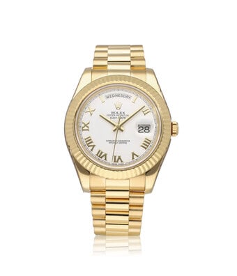 Rolex Day-Date II 41 NEW ROLEX SERVICE - 2012 B+P | yellow gold white roman President