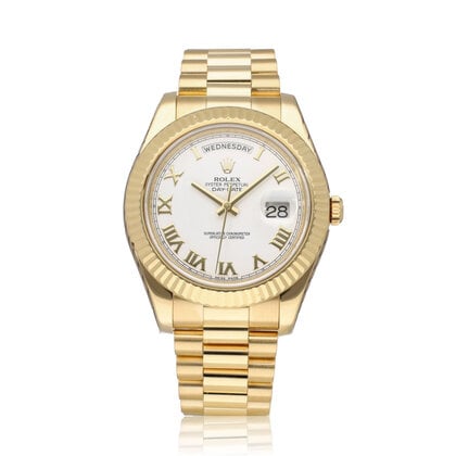 Day-Date II 41 NEW ROLEX SERVICE - 2012 B+P | yellow gold white roman President