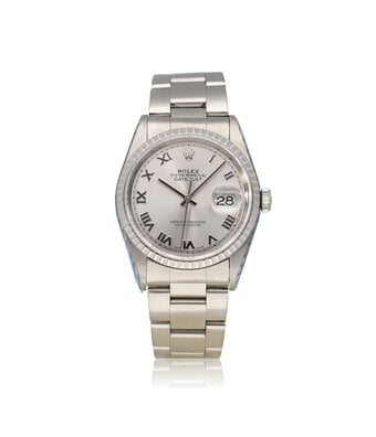 Rolex Datejust 36 NEW ROLEX SERVICE - 2000 B+P | steel grey roman ETB - engine turned Oyster