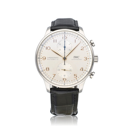 Portugieser Chronograph 41 NEW IWC STRAP - 2023 B+P | steel silver black alligator leather
