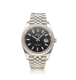 Rolex Datejust 41 NEW ROLEX SERVICE - 2022 B+P | steel - white gold black fluted Jubilee