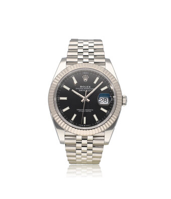 Rolex Datejust 41 NEW ROLEX SERVICE - 2022 B+P | steel - white gold black fluted Jubilee
