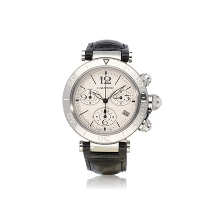 Pasha de Cartier  42 NEW CARTIER SERVICE - 2011 B+P | steel silver | ref. 3129 |