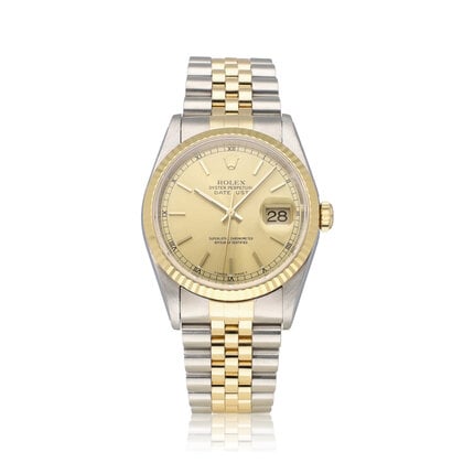 Datejust 36 NEW ROLEX SERVICE - 1999 B+P | steel - gold champagne Jubilee