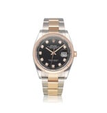 Rolex Datejust 36 NEW ROLEX SERVICE - 2021 B+P | steel - rose everose gold fluted black diamond