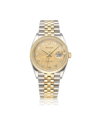 Rolex Datejust 36 NEW ROLEX SERVICE - 2018 B+P |gold steel diamond computer dial concealed Jubil