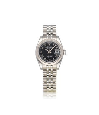 Rolex Lady-Datejust 26 -  2005 box + papers | steel - white gold black roman Jubilee