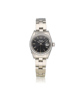 Rolex Lady-Datejust 26 NEW ROLEX SERVICE - 1984 box + papers | steel black Oyster