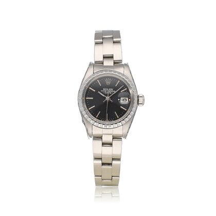 Lady-Datejust 26 NEW ROLEX SERVICE - 1984 box + papers | steel black Oyster