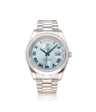 Rolex Day-Date II 41 - 2008 V-serial + box | platinum president ice - baby blue