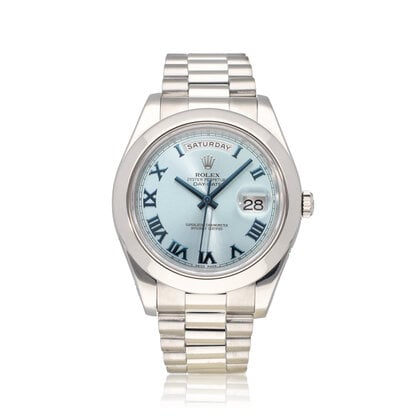 Day-Date II 41 - 2008 V-serial + box | platinum president ice - baby blue