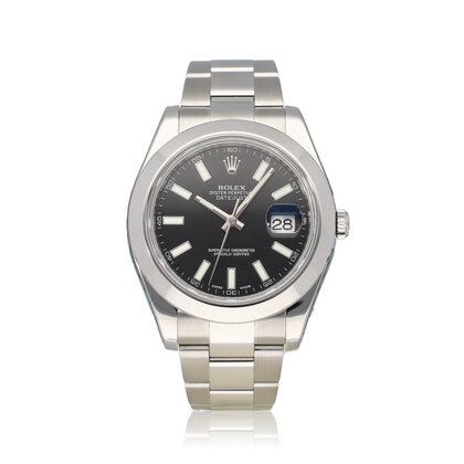Datejust II 41 NEW ROLEX SERVICE - 2015 B+P | steel black Oyster