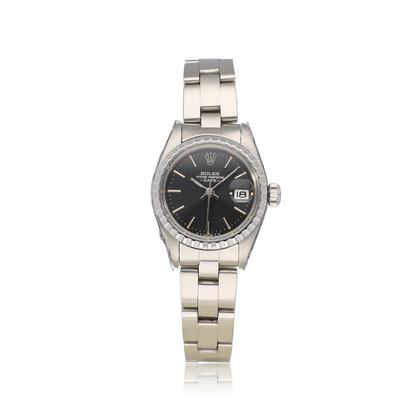 Lady-Datejust 26 NEW ROLEX SERVICE - 1984 box + papers | steel black Oyster