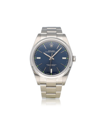 Rolex Oyster Perpetual 39 NEW ROLEX SERVICE - 2017 B+P | steel blue / green Oyster