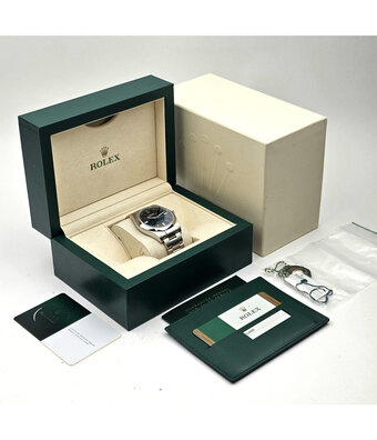 Rolex Oyster Perpetual 39 NEW ROLEX SERVICE - 2017 B+P | steel blue / green Oyster