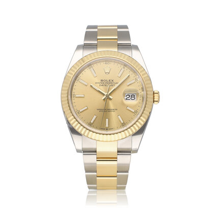 Datejust 41 NEW ROLEX SERVICE - 2020 box + papers | steel - gold champagne Oyster