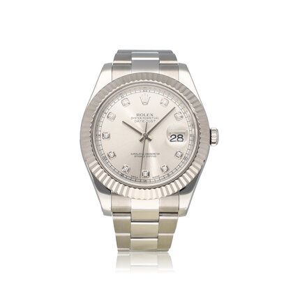 Datejust II 41 - 2015 + papieren | steel silver diamond Oyster