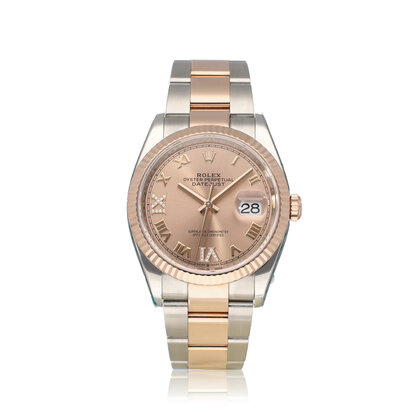 Datejust 36 NEW ROLEX SERVICE - 2019 box + papers |steel - rose gold diamond Oyster