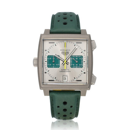 Monaco Chronograph Racing Green 39 - 2025 box + papers | titanium silver yellow - green li