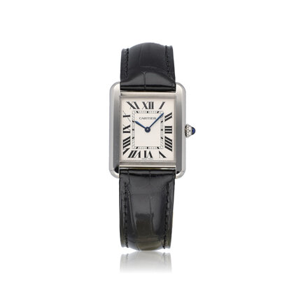 Tank Solo Small NEW CARTIER STRAP - 2013 B+P | steel SM - small quartz - leather strap | r