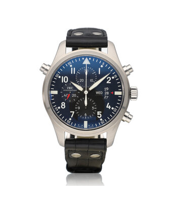 IWC Pilot's Watch Double Chronograph 46 NEW IWC STRAP - 2015 box + papers | steel black day -