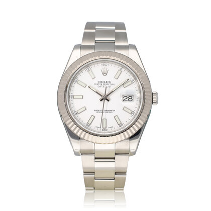 Datejust II 41 - 2012 box + papers steel white index Oyster