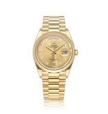 Rolex Day-Date 36 yellow gold champagne diamond President 2022 box + papers