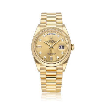 Day-Date 36 yellow gold champagne diamond President 2022 box + papers