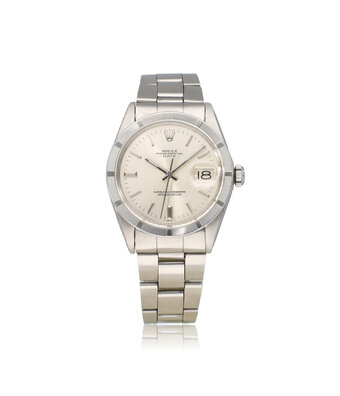 Rolex Date 34 34 steel silver Oyster Engine Turned Bezel -1972