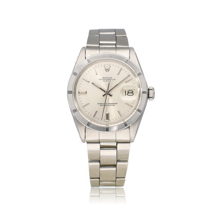 Date 34 34 steel silver Oyster Engine Turned Bezel -1972