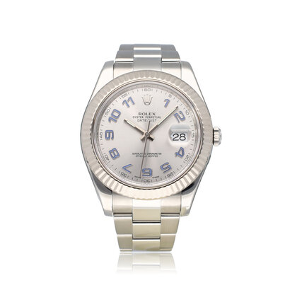 Datejust II 41 silver Oyster 2013 box + papers | steel - white gold fluted