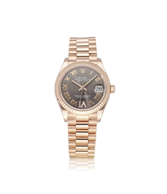 Rolex Datejust 31 rose gold grey roman diamond VI President 2022 box + papers