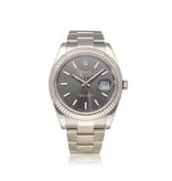 Rolex Datejust II 41 NEW ROLEX SERVICE - 2017 B+P | steel rhodium - slate - grey fluted Oyster