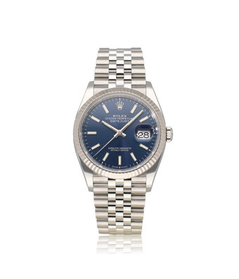 Rolex Datejust 36 - 2024 box + papers | steel - white gold fluted blue Jubilee
