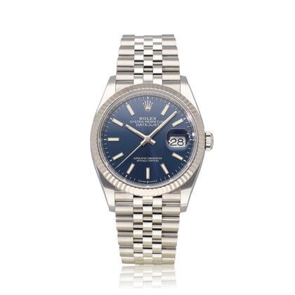 Datejust 36 - 2024 box + papers | steel - white gold fluted blue Jubilee
