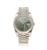 Rolex Day-Date 40 - 2023 box + papers | white gold President green / olive / money