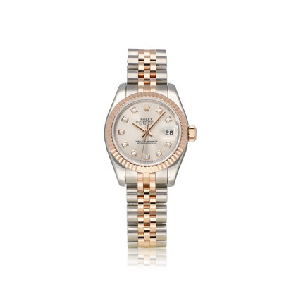 Lady-Datejust 26 NEW ROLEX SERVICE - 2013 + papers | steel - rose gold silver  diamond Jub