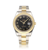 Rolex Datejust II 41 NEW ROLEX SERVICE - 2016 B+P | steel - gold black roman fluted Oyster