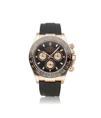 Rolex Cosmograph Daytona  40 - 2022 B+P | rose gold black / sundust rubber - Oysterflex