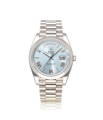 Rolex Day-Date 40 NEW ROLEX SERVICE - 2021 B+P | platinum ice blue President