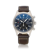 IWC Pilot's Watch Chronograph 42 steel black leather strap 2006 B+P