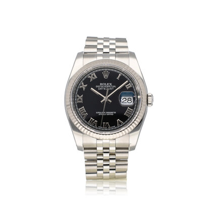 Datejust 36 NEW ROLEX SERVICE | steel - white gold black roman Jubilee