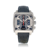 TAG Heuer Monaco   NEW TAG SERVICE - 2019 box + papers | steel blue alligator leather