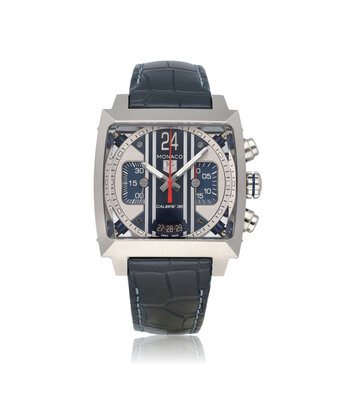 TAG Heuer Monaco   NEW TAG SERVICE - 2019 box + papers | steel blue alligator leather
