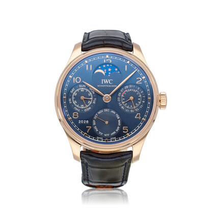 Portugieser Perpetual Calendar 44 NEW IWC SERVICE incl. STRAP - 2020 B+P | rose gold blue