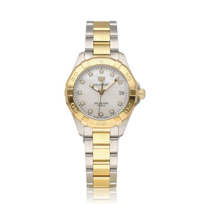 Aquaracer  32 -  2020 box + papers | steel - yellow gold MOP - pearl diamond