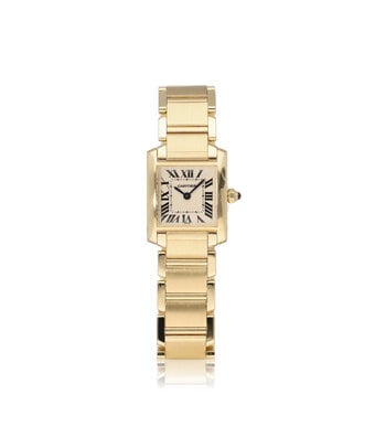 Cartier Tank Française 25 - 1996 box + papers | SM - small - yellow gold - silver roman