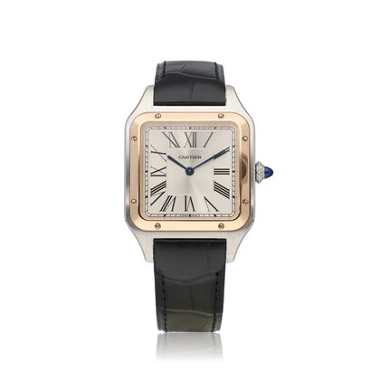 Santos de Cartier Santos-Dumont Large OPEN DATE  - box + papers | steel - rose gold LM - l
