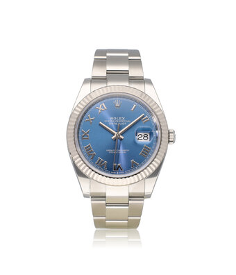 Rolex Datejust 41 NEW ROLEX SERVICE - 2024 B+P | steel - white gold Azurro blue roman Oyster